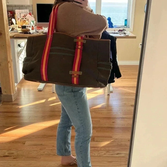 GAP canvas  brown leather duffle travel bag - Picture 9 of 9